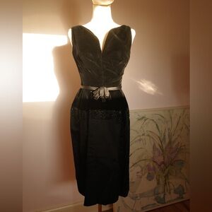 1960s Plunge neckline black cocktail